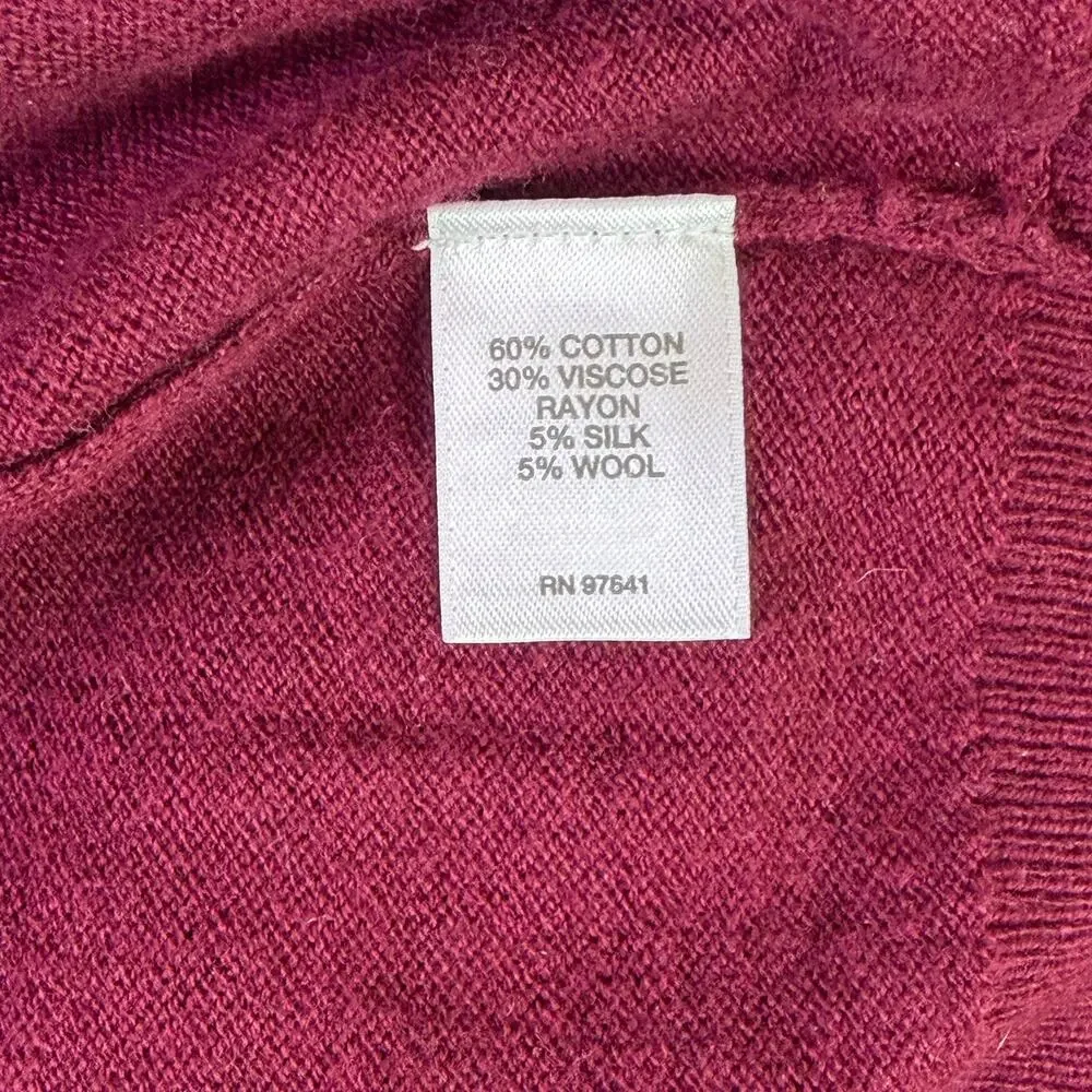J. Jill Burgundy Cross Wrap Surplice Sweater Women's M Silk Wool Blend Classic
